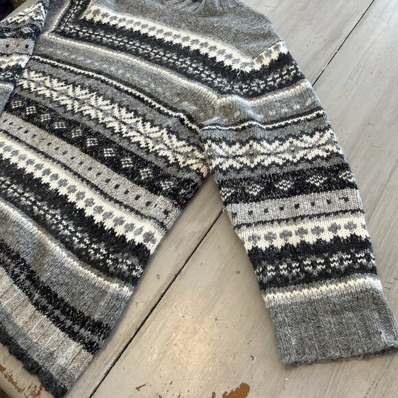 Vtg Avenue Gray White Fair Isle Wool Angora Blend Sweater Womens Sz 3X - Picture 2 of 7